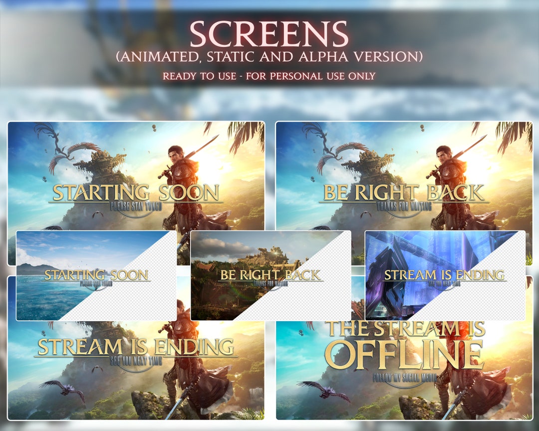 FFXIV Dawntrail Screen Pack for Streamers. Starting Soon, BRB, Stream