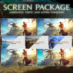FFXIV Dawntrail | Screen Pack for Streamers. Starting Soon, BRB, Stream Ending and Offline. Animated, Static and Without background