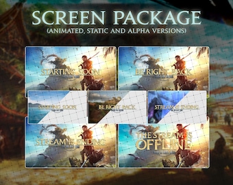 FFXIV Dawntrail | Screen Pack for Streamers. Starting Soon, BRB, Stream Ending and Offline. Animated, Static and Without background