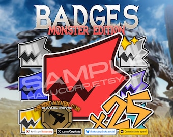 Monster Hunter Wilds Badges | Digital Loyalty Icons for Twitch, YouTube and Discord | Streamer Rewards and Custom Sub Badges for Streamers