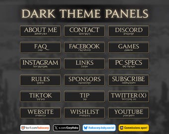 Twitch Panels | Final Fantasy XIV panels | Dark Themed panels | FFXIV twitch panels | 26 twitch panels
