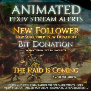 FFXIV Stream Alerts | Animated Twitch Alerts | Final Fantasy XIV Inspired | OBS, StreamElements & Streamlabs | webM + png