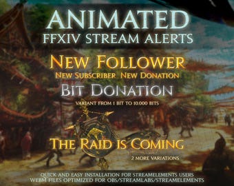 FFXIV Stream Alerts | Animated Twitch Alerts | Final Fantasy XIV Inspired | OBS, StreamElements & Streamlabs | webM+ png