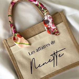 Sac en jute et coton petit à personnaliser image 1