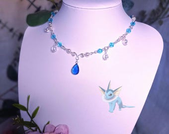 Vaporeon ~ von Pokémon/ Eeveelutions inspirierte Perlen Halskette ~ Schmuck für Pokémon Fans ~ Anime Manga Fairycore Stil