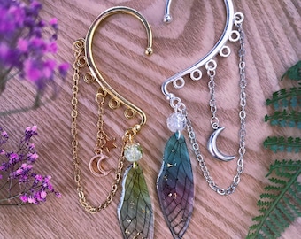 Moon Fairy Earcuff ~ Feenflügel Monde ~ Ohrmanschetten Earcrawler Earwrap ~ Fairycore Whimsygoth Fairygoth Fairy Schmuck Elfen Ohrschmuck