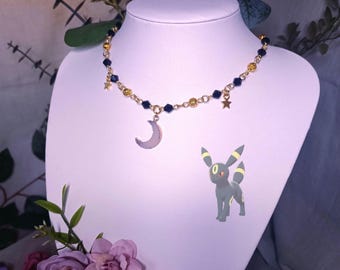Umbreon ~ von Pokémon/ Eeveelutions inspirierte Perlen Halskette ~ Schmuck für Pokémon Fans ~ Anime Manga Fairycore Stil