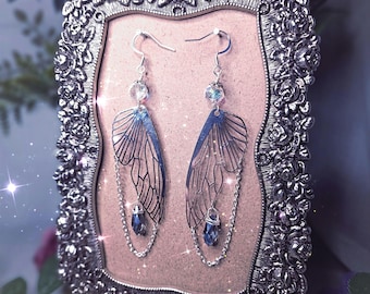 Funkelnde Feenflügel Ohrringe mit Glasperlen ~ Schmetterling Ohrringe Elfen Feen Style ~ Fairycore Fantasy Schmuck