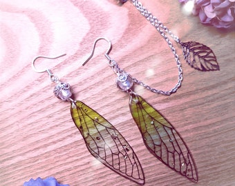 Talia ~ Ohrringe mit Earcuff ~ Ohrringe mit Feenflügeln und Blatt ~ Fairycore Cottagecore Feen Style Flower Fairy Style Fairygoth