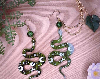 Jinx~ Ohrringe mit Earcuff ~ Schlangen Ohrringe ~ Fairycore Cottagecore Feen Style Flower Fairy Style Fairygoth Gothic