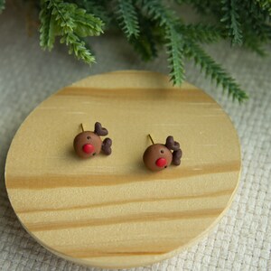 Polymer Clay Reindeer Stud Earrings