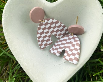 Polymer Clay Checkered  Dangle Earrings