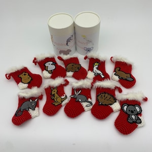 5 Christmas stockings with Aussie animals