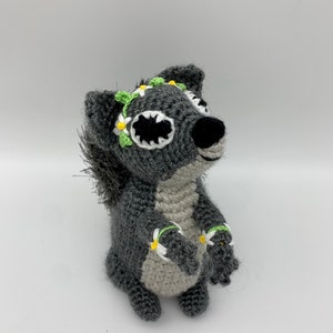 Fluffy crochet woodland squirrel toy amigurumi