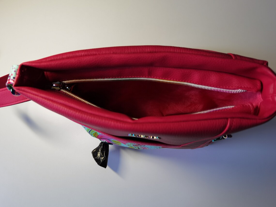 Dog Walking Bag Cross Body Bag Dog Bag Leather and Cotton Etsy