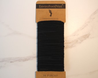 Biodegradable Hair Ties Pack of 30 / Compostable Too! / 100% Organic Cotton & Natural Sustainable Rubber