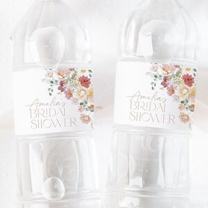 Floral Water Bottle Label, Bridal Shower Water Label, Printable Water Bottle Label, Pink Bridal Shower Water Label Stickers, Floral, BS22