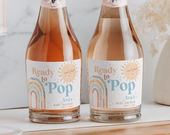 Babyparty Mini-Champagneretikett, hier kommt der Sohn Babyparty, Mini-Champagneretiketten, Ready-to-Pop-Etiketten, Junge-Baby-Champagner, BBS98