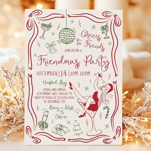 Invito per la festa di Natale, invito di Natale per amiche, festa di Natale per ragazze allegre, festa di Natale, amiche, invito modificabile, CP21