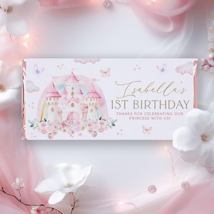 Princess Chocolate Wrapper Printable, Candy Bar Wrapper Template, Chocolate Bar Label, Princess Castle 1st Birthday Favor Chocolate, BD135
