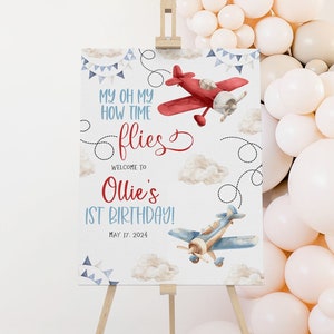 Signo de bienvenida del 1er cumpleaños del avión, signo de bienvenida del cumpleaños del avión, 1er signo de cumpleaños, el tiempo vuela 1er cumpleaños, signo de bienvenida del cumpleaños, BD93