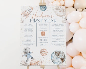 Space First Birthday Milestone Sign, First Trip Around the Sun Birthday Milestone Board, 1st Birthday Boy, Baby Milestone Sign Boy, BD89