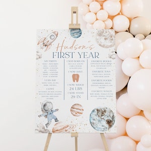 Space First Birthday Meilensteinschild, First Trip Around the Sun Geburtstags-Meilensteintafel, 1. Geburtstag Junge, Baby-Meilensteinschild Junge, BD89