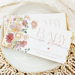 Baby in Bloom Chocolate Bar Wrapper, Floral Candy Bar Wrapper Template, Girl Baby Shower Candy Bar Wrapper, Girl Baby Shower Favors, BBS29