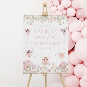 Signo de bienvenida de 1er cumpleaños de hadas, signo de bienvenida de cumpleaños de hadas, 1er signo de cumpleaños, 1er cumpleaños de hadas, signo de bienvenida de 1er cumpleaños de niña, BD69