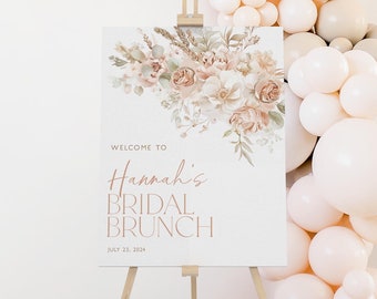 Floral Bridal Shower Welcome Sign Template, Cream Floral Bridal Shower Welcome Poster, Bridal Shower Welcome Sign, Floral Bridal, BS59