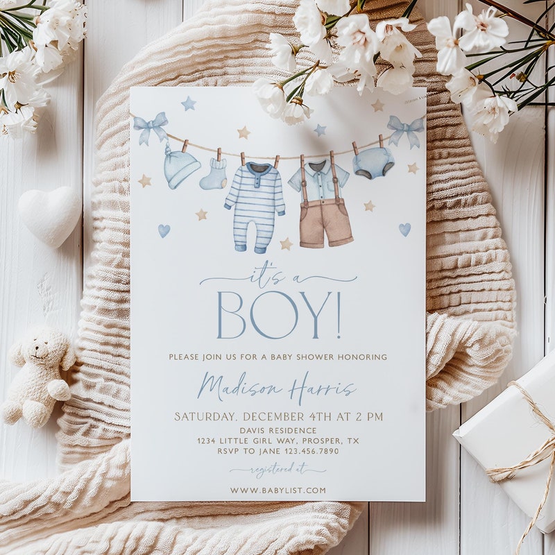 Baby Shower Invitation Boy Etsy