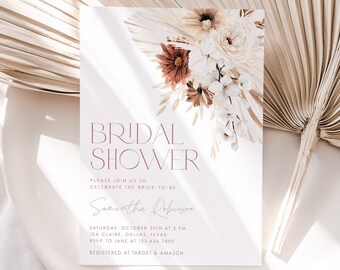 Boho Floral Bridal Shower Invitation: Editable Template (Digital Download)