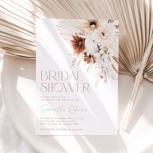 Boho Floral Bridal Shower Invitation, Bohemian Bridal Shower Invite, Boho Bridal Shower, Editable Boho Bridal Shower Template, BS03