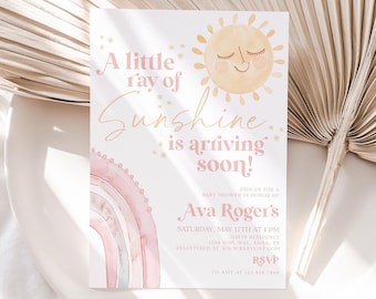 Ein kleiner Strahl der Sonne-Babyparty-Einladung, Sonnenschein-Baby-Einladung, Sonnenschein-Mädchen-Babyparty-Einladung, Sonnenschein-Babyparty, BBS101