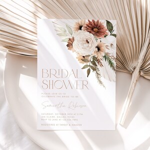 Boho Floral Bridal Shower Invitation, Bohemian Bridal Shower Invite, Boho Bridal Shower, Editable Boho Bridal Shower Template, BS04