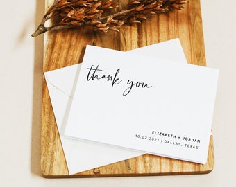 Minimal Thank You Card Template, Printable Thank You Card, Instant Download Thank You Cards, Templett Thank You, Modern Wedding DIY, E1