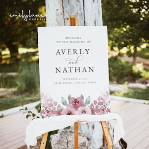 Dusty Rose Wedding Welcome Sign | Editable Welcome Sign Template | Floral Wedding Welcome Sign | Printable Wedding Welcome Poster | Rosa