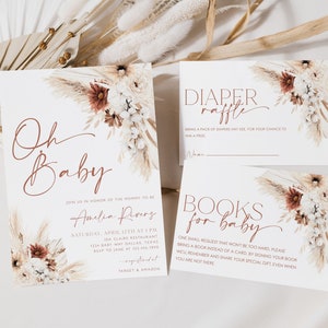 Boho Floral Baby Shower Invitation Set, Boho Baby Shower, Baby Shower Invitation, Gender Neutral Baby Shower Invite, Baby Shower, BBS27
