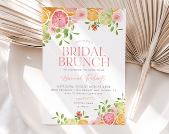 Citrus Bridal Brunch Shower Invitation, Citrus Lemon Bridal Shower Invite, Pastel Bridal Brunch Invite, Pastel Citrus Bridal Shower, BS44