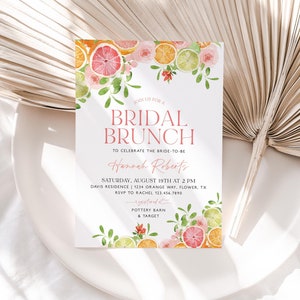 Citrus Bridal Brunch Shower Invitation, Citrus Lemon Bridal Shower Invite, Pastel Bridal Brunch Invite, Pastel Citrus Bridal Shower, BS44