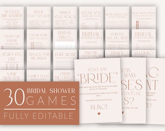 Boho Bridal Shower Games, Miniaml Bridal Shower Editable Games, Printable Games, Bohemian Games Pack, Modern Bridal Games, H1