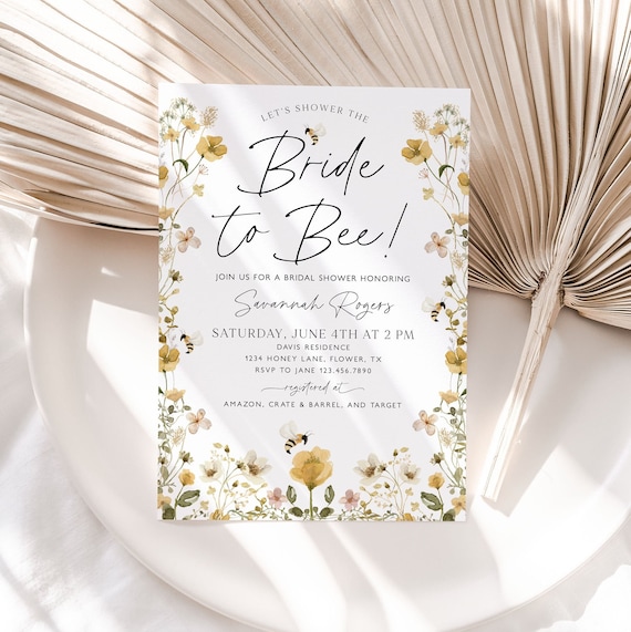 Bride to Bee Bridal Shower Invitation, Bee Bridal Shower Invite, Bee Floral Bridal Shower, Editable Bee Bridal Shower Template, BS30