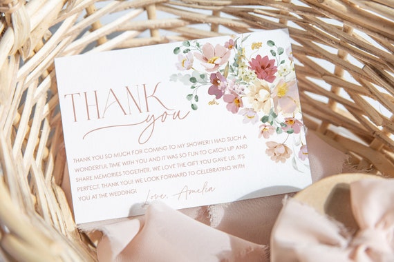 Floral Thank You Card Template Printable Thank You Card - Etsy
