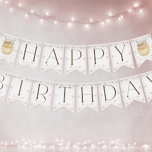 Happy Birthday Banner, Bee First Birthday Banner, 1st Birthday Decor, Honey Bee Happy Birthday Banner, Printable Birthday Banner, BD148