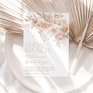 Faire-part pour le brunch de la mariée floral, invitation florale neutre pour la douche nuptiale, brunch de la mariée floral, modèle modifiable pour la douche nuptiale, floral, BS59 image 9