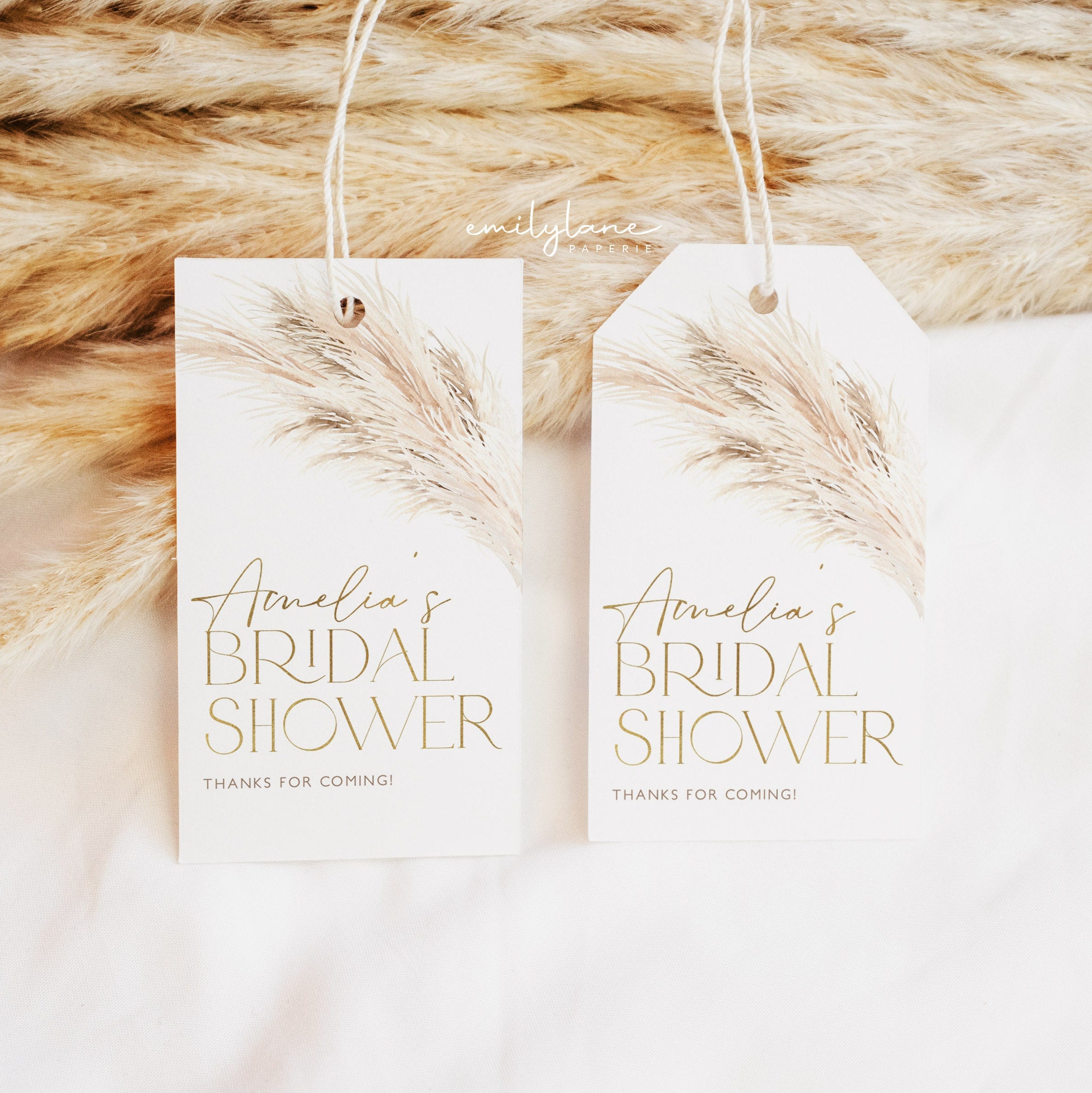 Boho Bridal Shower Favor Tag, Pampas Grass Thank You Tag, Bridal Shower ...