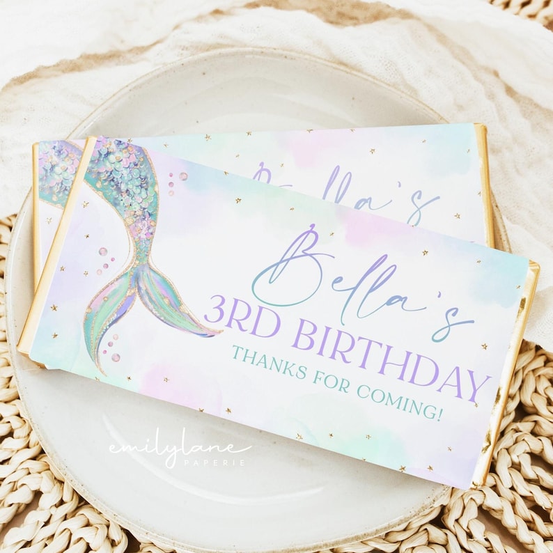 Mermaid Tail Chocolate Bar Wrapper, Printable Candy Bar Wrapper ...