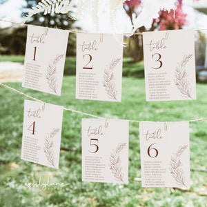 Boho Wedding Seating Chart Card Template, Wedding Seating Cards, Minimal Seating Chart Cards, Table Number Seating Cards, Table Cards, Bella