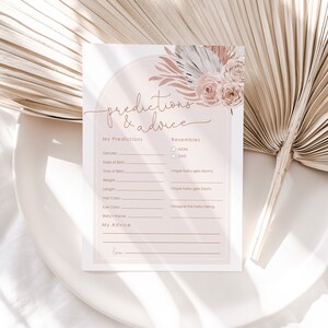 Boho Babyparty Ratschläge, Pampas Grass-Babypartyspiele, Babypartyvorhersagen, Babypartywünsche, Hinweiskarte, Boho-Babyspiel, G4