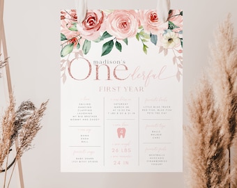 Eerste verjaardag mijlpaal teken, kleine Miss Onederful mijlpaal Board, feestvarken, roze, eerste verjaardag mijlpaal teken, Miss Onederful, M3